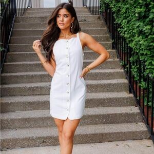 Chic White Button-Front Mini Dress